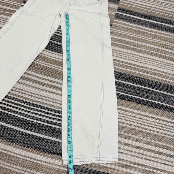 Free People We The Free Aster Straight Leg Jeans 100% Cotton‎ Cream Size 26 - Picture 13 of 16